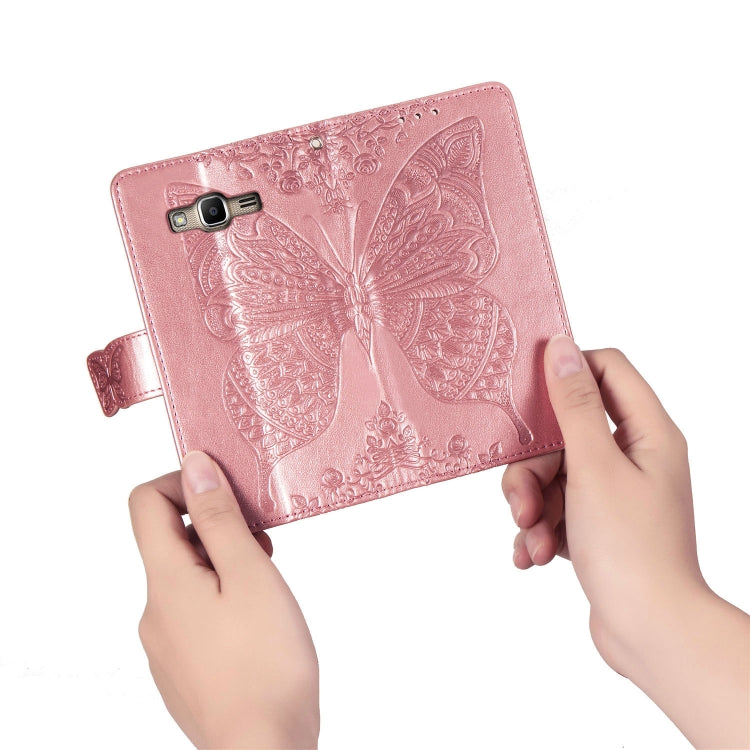 Butterfly Love Flowers Embossing Horizontal Flip Leather Case for Galaxy J2 Prime / G530, with Holder & Card Slots & Wallet & Lanyard