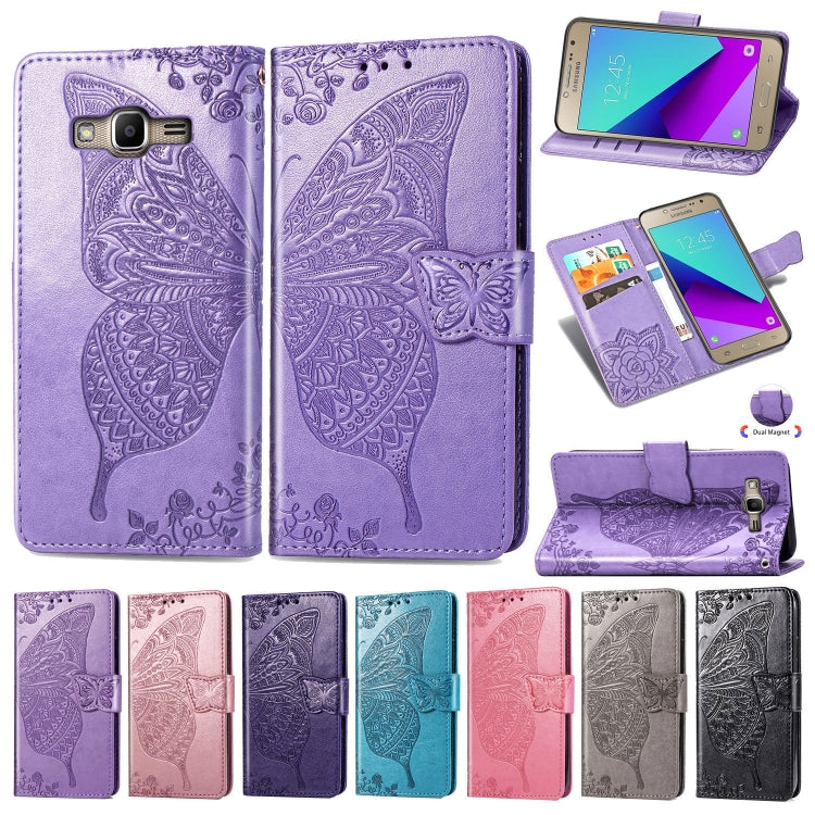 Butterfly Love Flowers Embossing Horizontal Flip Leather Case for Galaxy J2 Prime / G530, with Holder & Card Slots & Wallet & Lanyard