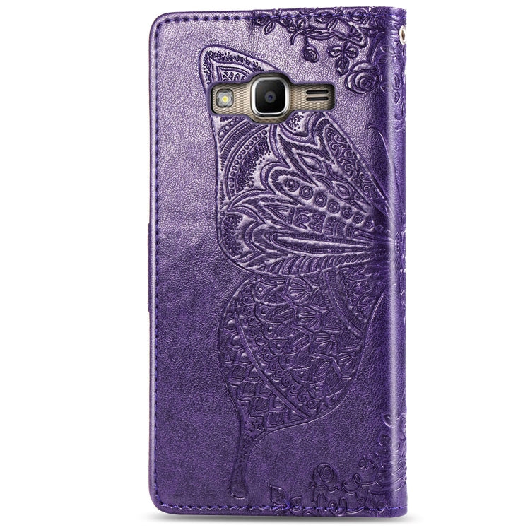 Butterfly Love Flowers Embossing Horizontal Flip Leather Case for Galaxy J2 Prime / G530, with Holder & Card Slots & Wallet & Lanyard