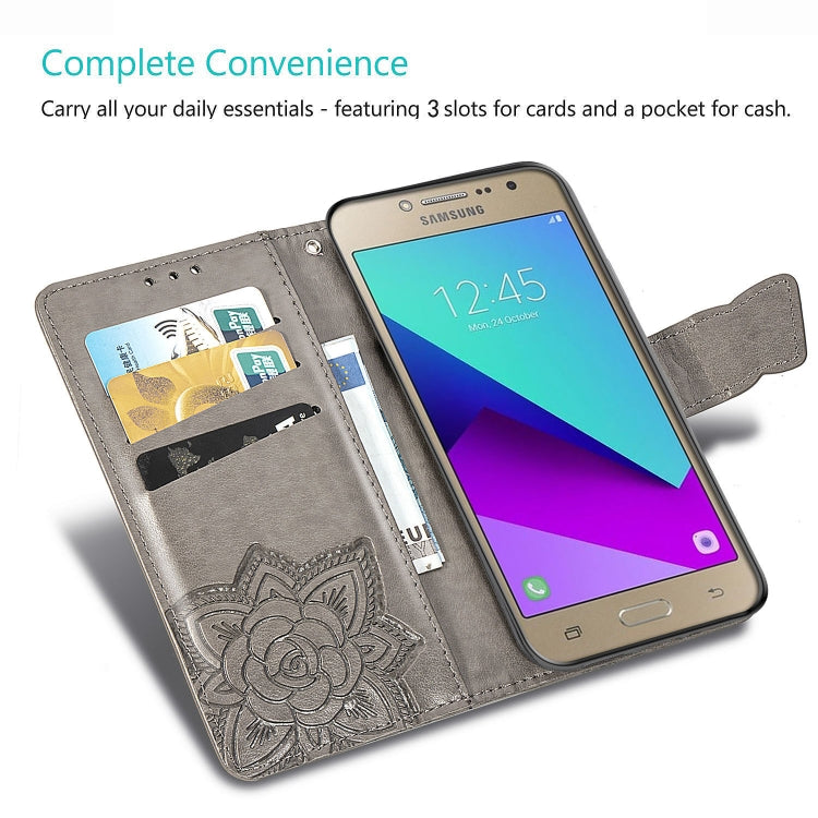 Butterfly Love Flowers Embossing Horizontal Flip Leather Case for Galaxy J2 Prime / G530, with Holder & Card Slots & Wallet & Lanyard