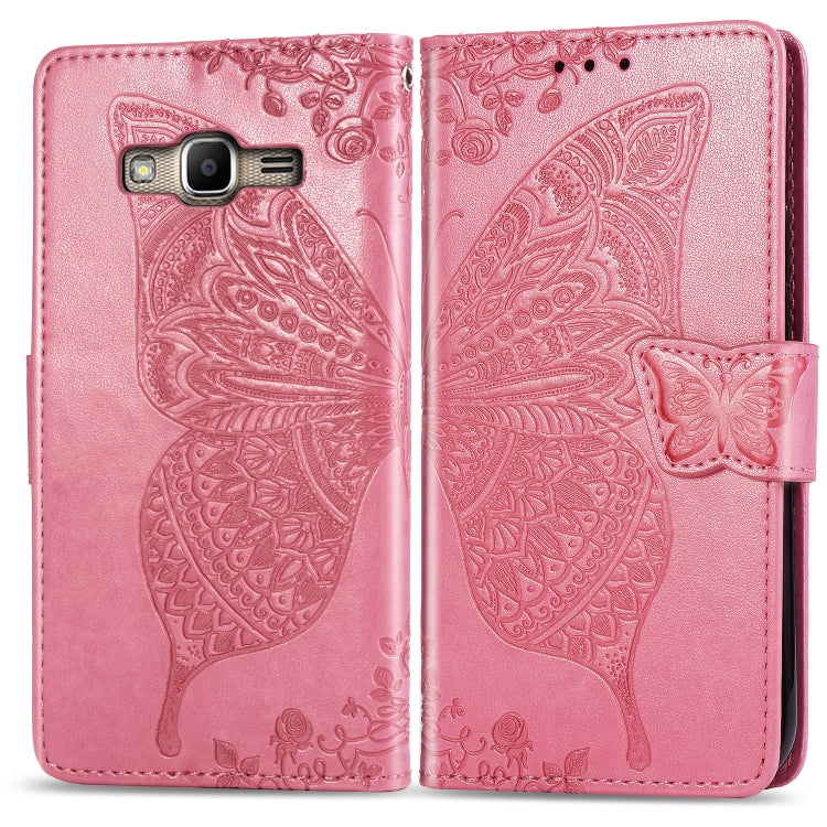 Butterfly Love Flowers Embossing Horizontal Flip Leather Case for Galaxy J2 Prime / G530, with Holder & Card Slots & Wallet & Lanyard
