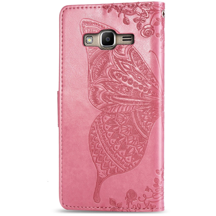 Butterfly Love Flowers Embossing Horizontal Flip Leather Case for Galaxy J2 Prime / G530, with Holder & Card Slots & Wallet & Lanyard