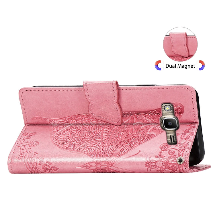 Butterfly Love Flowers Embossing Horizontal Flip Leather Case for Galaxy J2 Prime / G530, with Holder & Card Slots & Wallet & Lanyard