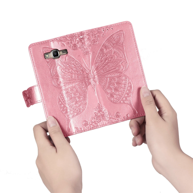 Butterfly Love Flowers Embossing Horizontal Flip Leather Case for Galaxy J2 Prime / G530, with Holder & Card Slots & Wallet & Lanyard