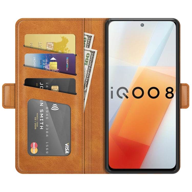 For vivo iQOO 8 Dual-side Magnetic Buckle Flip Leather Phone Case