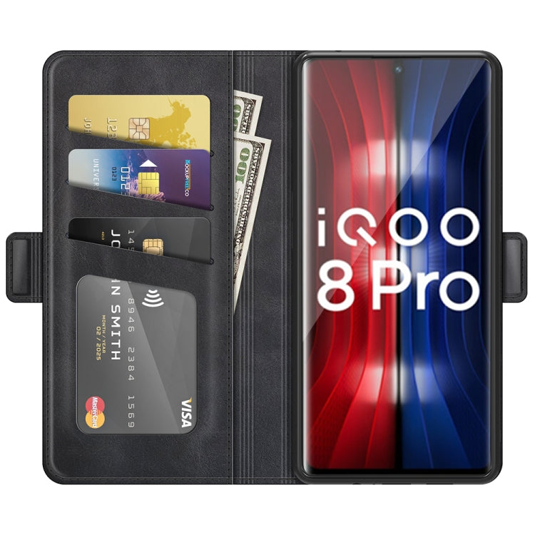 For vivo iQOO 8 Pro Dual-side Magnetic Buckle Flip Leather Phone Case