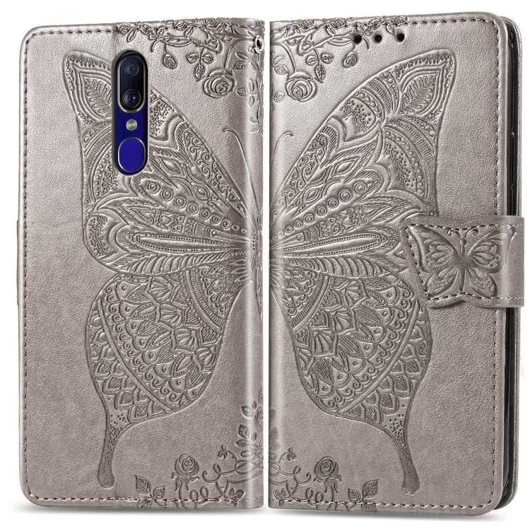 Butterfly Love Flowers Embossing Horizontal Flip Leather Case for OPPO F11, with Holder & Card Slots & Wallet & Lanyard