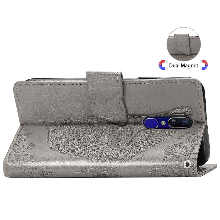 Butterfly Love Flowers Embossing Horizontal Flip Leather Case for OPPO F11, with Holder & Card Slots & Wallet & Lanyard