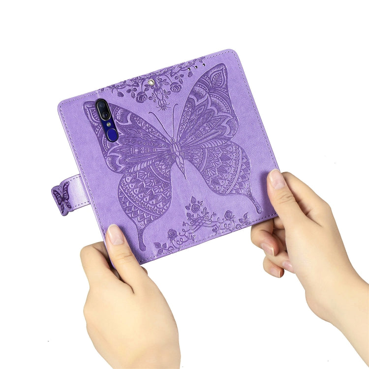 Butterfly Love Flowers Embossing Horizontal Flip Leather Case for OPPO F11, with Holder & Card Slots & Wallet & Lanyard