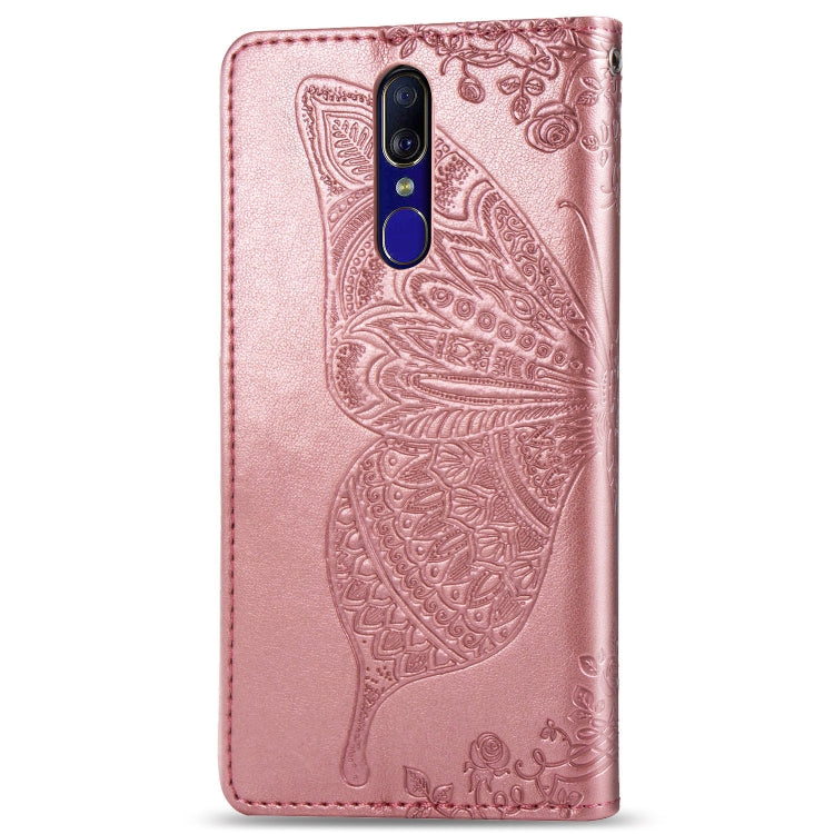 Butterfly Love Flowers Embossing Horizontal Flip Leather Case for OPPO F11, with Holder & Card Slots & Wallet & Lanyard