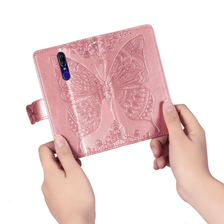 Butterfly Love Flowers Embossing Horizontal Flip Leather Case for OPPO F11, with Holder & Card Slots & Wallet & Lanyard