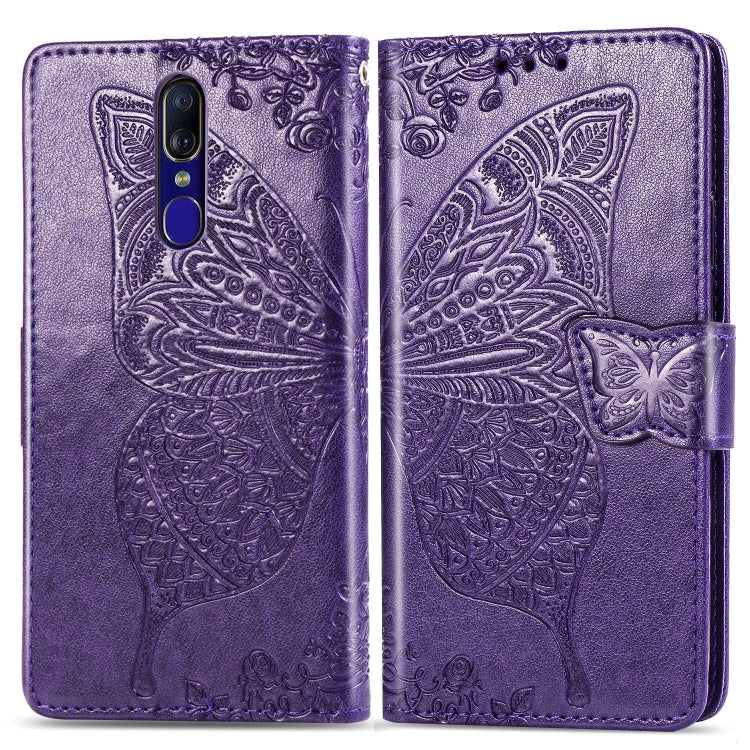 Butterfly Love Flowers Embossing Horizontal Flip Leather Case for OPPO F11, with Holder & Card Slots & Wallet & Lanyard
