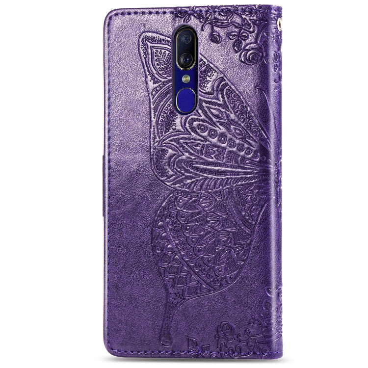 Butterfly Love Flowers Embossing Horizontal Flip Leather Case for OPPO F11, with Holder & Card Slots & Wallet & Lanyard