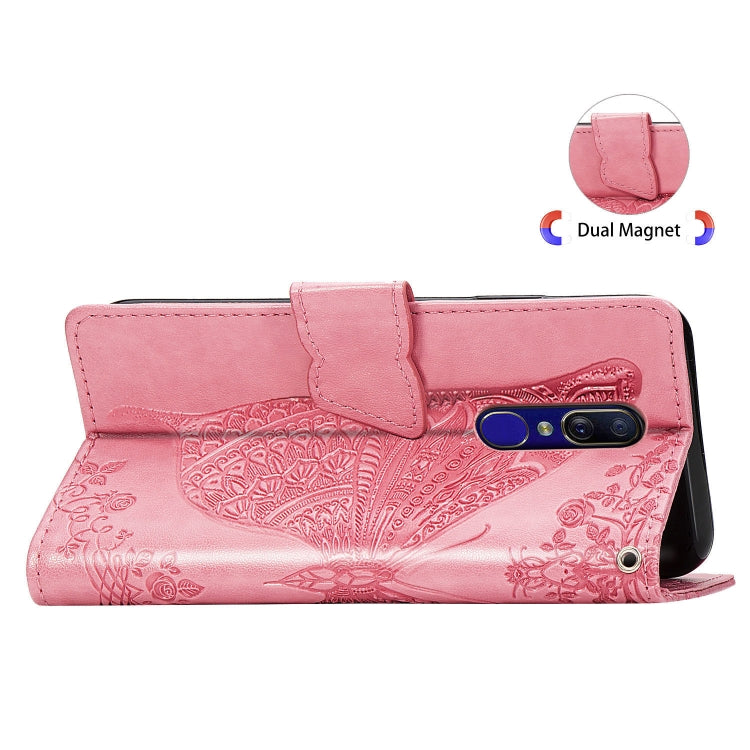 Butterfly Love Flowers Embossing Horizontal Flip Leather Case for OPPO F11, with Holder & Card Slots & Wallet & Lanyard