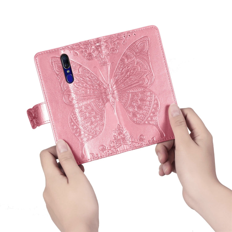 Butterfly Love Flowers Embossing Horizontal Flip Leather Case for OPPO F11, with Holder & Card Slots & Wallet & Lanyard