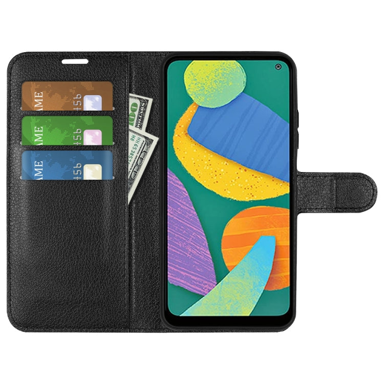 For Samsung Galaxy F52 5G Litchi Texture Horizontal Flip Protective Case with Holder & Card Slots & Wallet