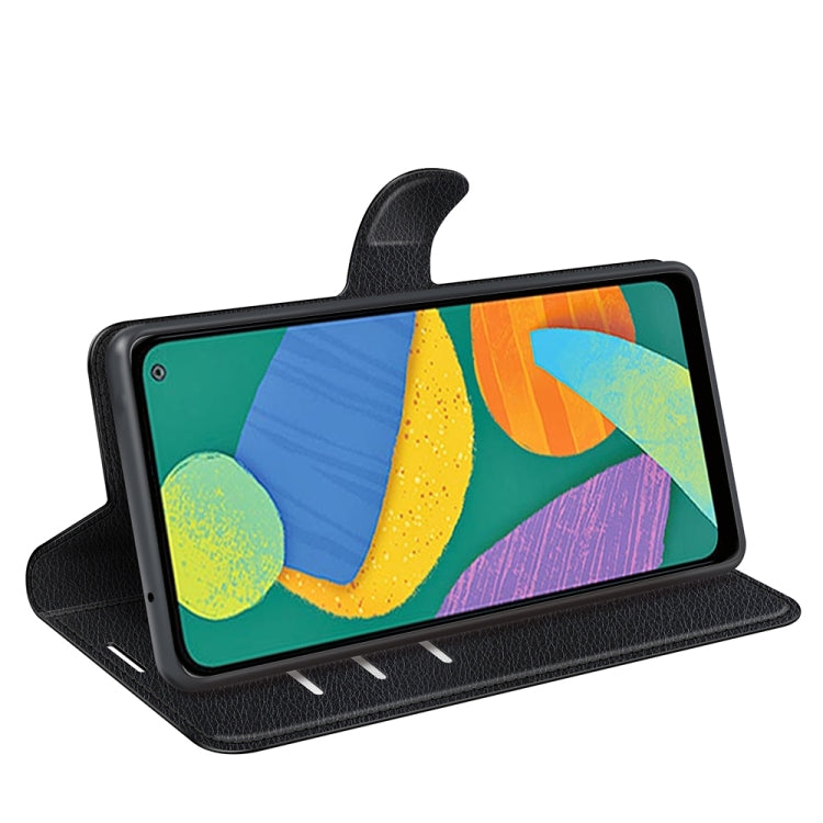 For Samsung Galaxy F52 5G Litchi Texture Horizontal Flip Protective Case with Holder & Card Slots & Wallet