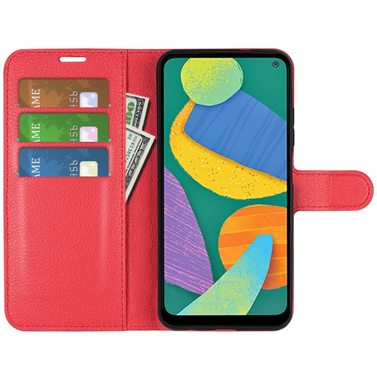 For Samsung Galaxy F52 5G Litchi Texture Horizontal Flip Protective Case with Holder & Card Slots & Wallet