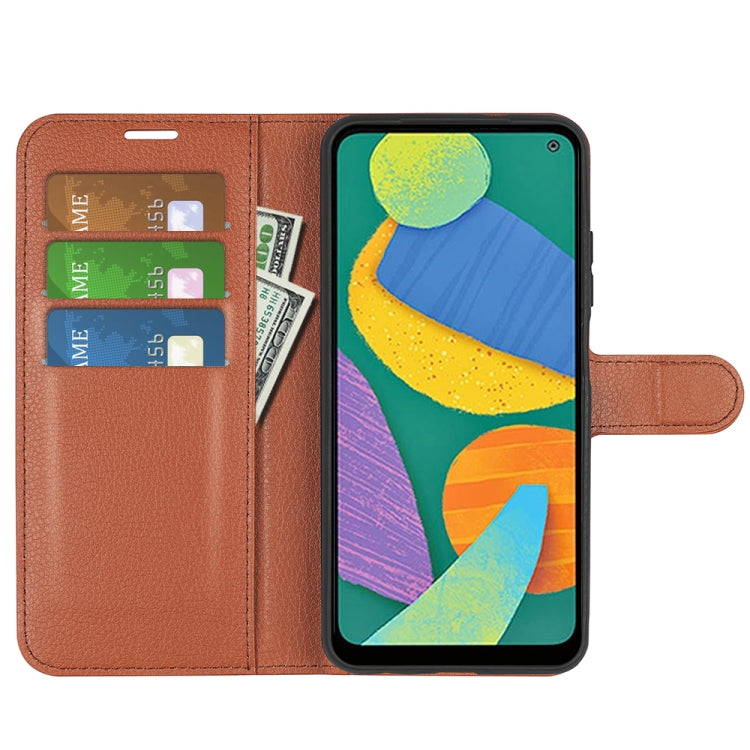 For Samsung Galaxy F52 5G Litchi Texture Horizontal Flip Protective Case with Holder & Card Slots & Wallet