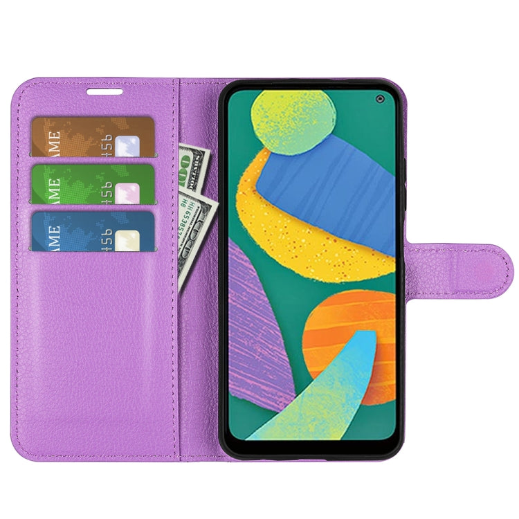 For Samsung Galaxy F52 5G Litchi Texture Horizontal Flip Protective Case with Holder & Card Slots & Wallet