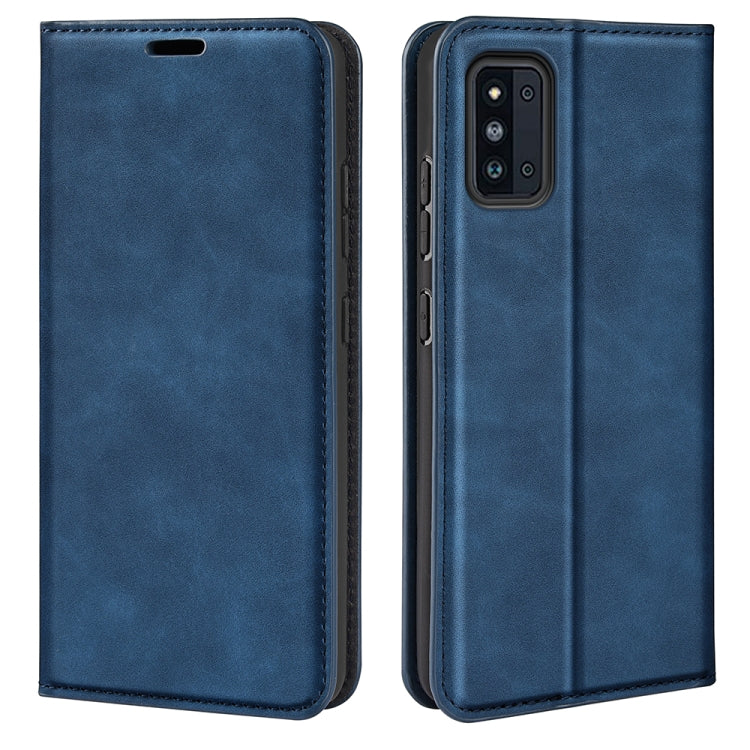 For Samsung Galaxy F52 5G Retro-skin Magnetic Suction Leather Case with Holder & Card Slots & Wallet