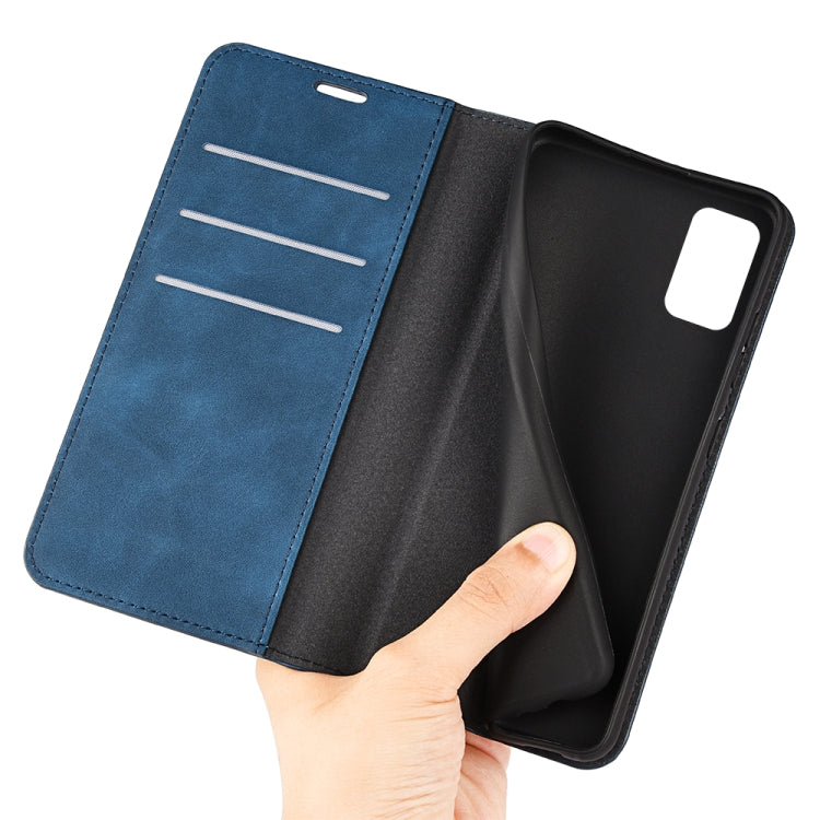 For Samsung Galaxy F52 5G Retro-skin Magnetic Suction Leather Case with Holder & Card Slots & Wallet