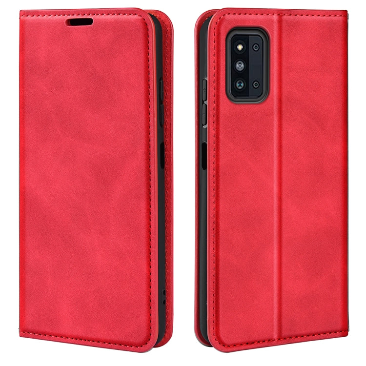 For Samsung Galaxy F52 5G Retro-skin Magnetic Suction Leather Case with Holder & Card Slots & Wallet