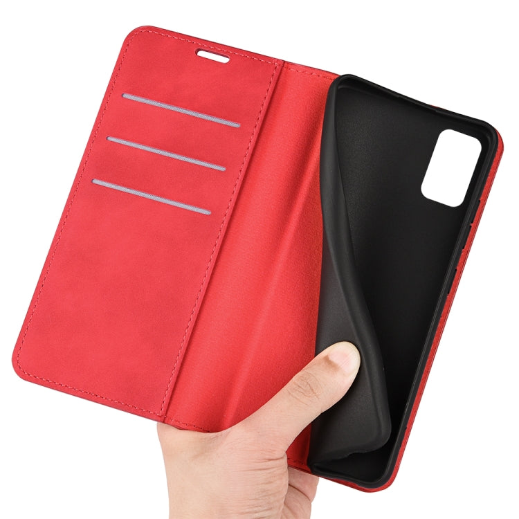 For Samsung Galaxy F52 5G Retro-skin Magnetic Suction Leather Case with Holder & Card Slots & Wallet