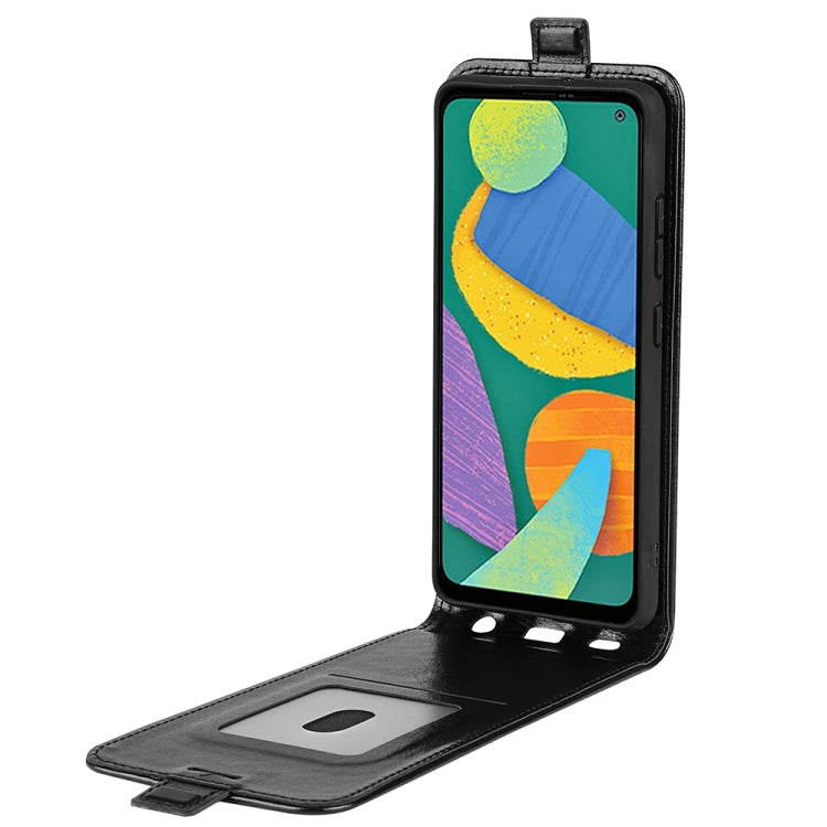 For Samsung Galaxy F52 5G R64 Texture Vertical Flip Leather Case with Card Slots & Photo Frame
