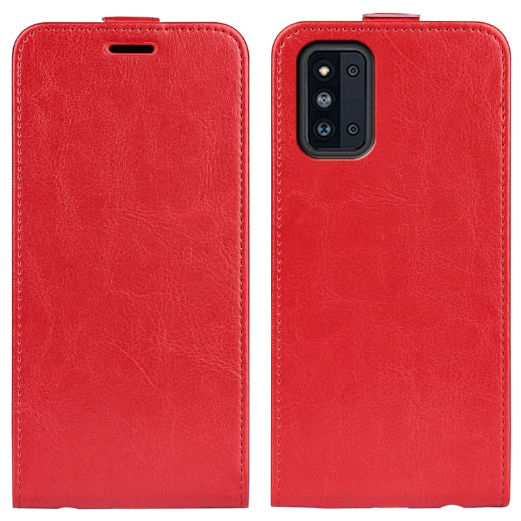 For Samsung Galaxy F52 5G R64 Texture Vertical Flip Leather Case with Card Slots & Photo Frame