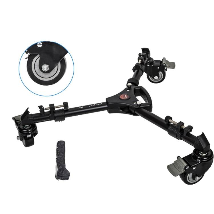 YUNTENG 901 Aluminium Alloy Camera Tripod Foot Wheel Pulley Base, Load 30KG