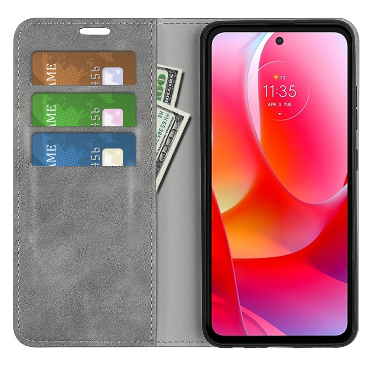 For Motorola Moto G Power 2022 Retro-skin Magnetic Suction Phone Leather Case with Holder & Card Slots & Wallet