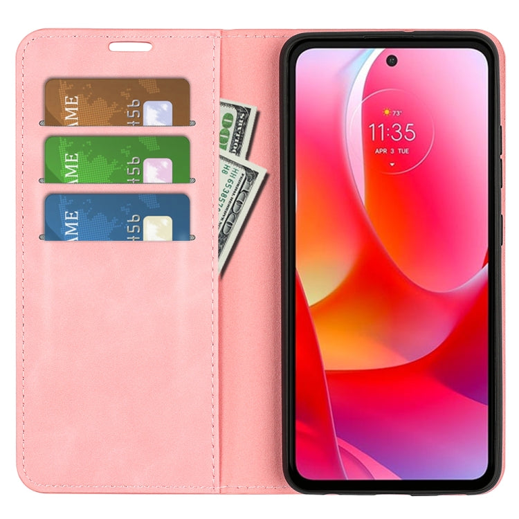 For Motorola Moto G Power 2022 Retro-skin Magnetic Suction Phone Leather Case with Holder & Card Slots & Wallet