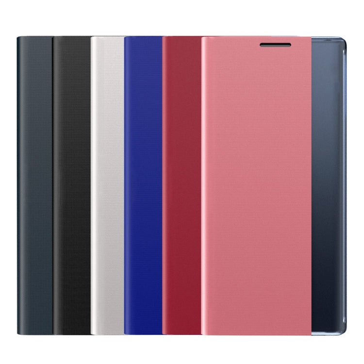 For Samsung Galaxy S22 Ultra 5G Side Display Magnetic Flip Plain Cloth + PC Case with Holder & Sleep / Wake-up Function