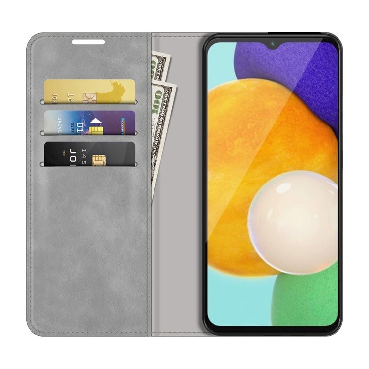 For Samsung Galaxy A13 5G Retro-skin Magnetic Leather Case with Holder & Card Slots & Wallet