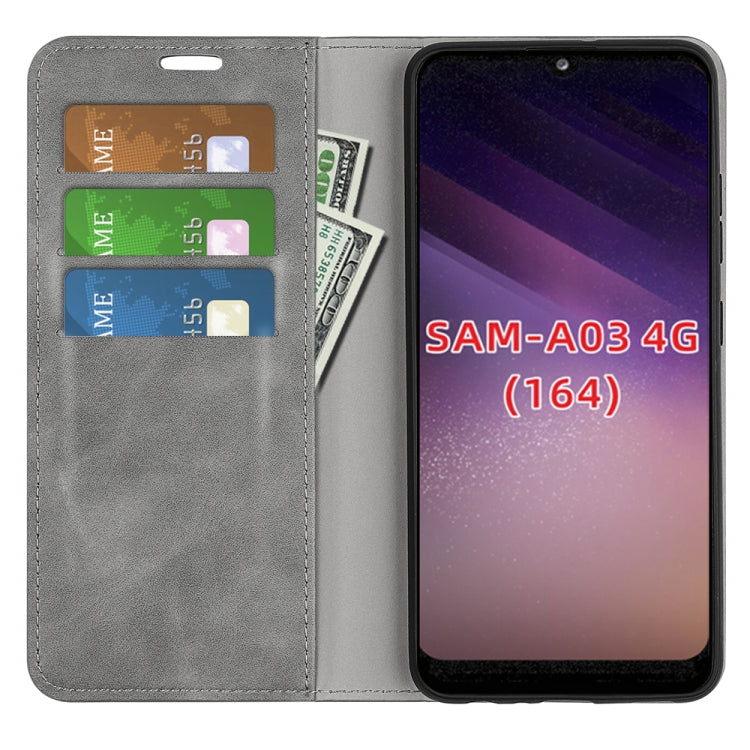 For Samsung Galaxy A03 164mm Retro-skin Magnetic Leather Case with Holder & Card Slots & Wallet