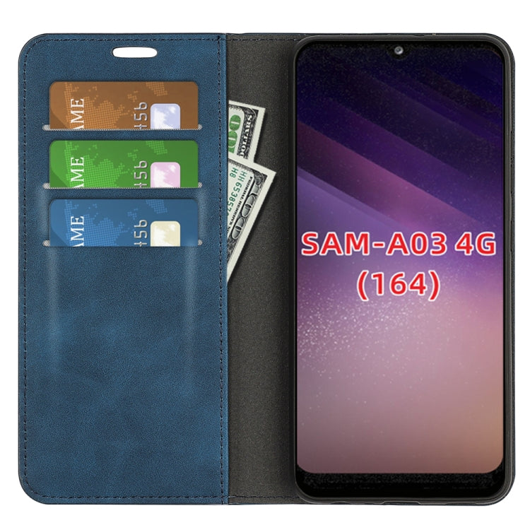 For Samsung Galaxy A03 164mm Retro-skin Magnetic Leather Case with Holder & Card Slots & Wallet
