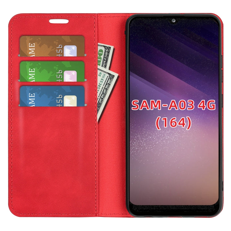 For Samsung Galaxy A03 164mm Retro-skin Magnetic Leather Case with Holder & Card Slots & Wallet