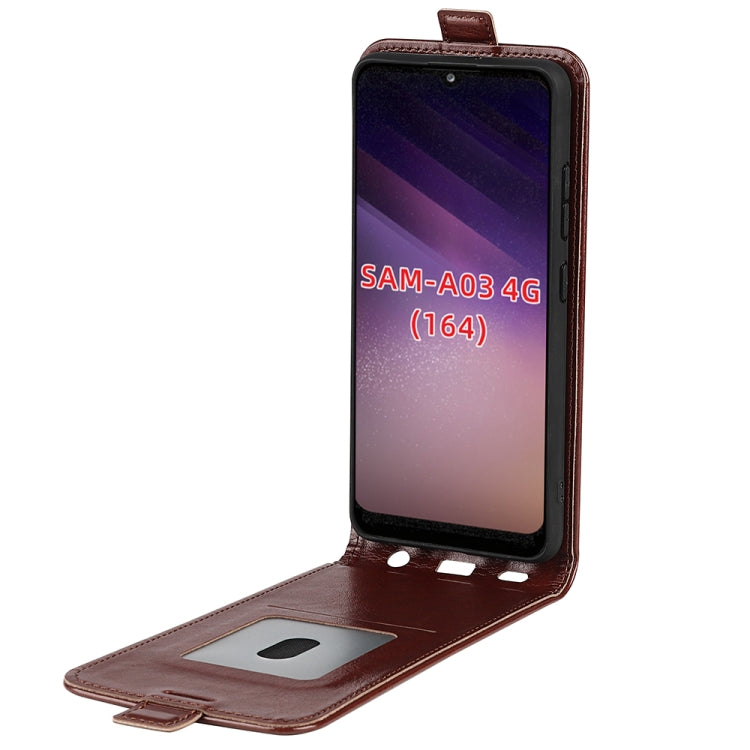 For Samsung Galaxy A03 164mm R64 Texture Vertical Flip Leather Case with Card Slots & Photo Frame