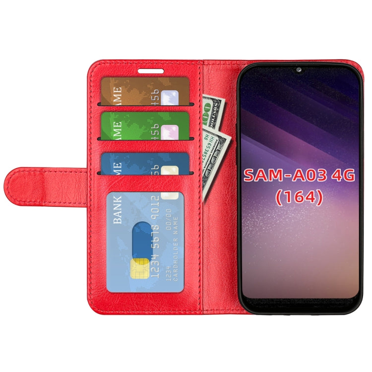 For Samsung Galaxy A03 164mm R64 Texture Horizontal Flip Leather Case with Holder & Card Slots & Wallet & Photo Frame