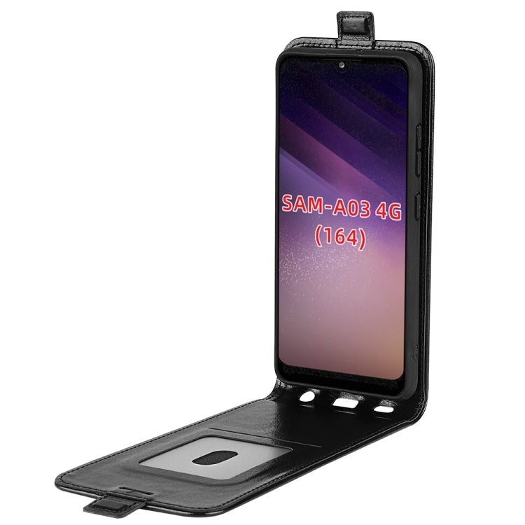 For Samsung Galaxy A03 166mm R64 Texture Vertical Flip Leather Case with Card Slots & Photo Frame