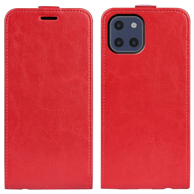 For Samsung Galaxy A03 166mm R64 Texture Vertical Flip Leather Case with Card Slots & Photo Frame