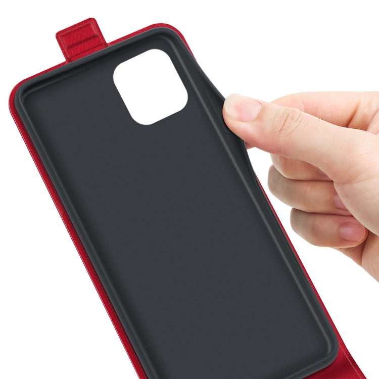 For Samsung Galaxy A03 166mm R64 Texture Vertical Flip Leather Case with Card Slots & Photo Frame