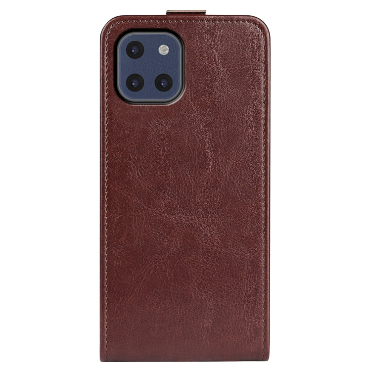For Samsung Galaxy A03 166mm R64 Texture Vertical Flip Leather Case with Card Slots & Photo Frame