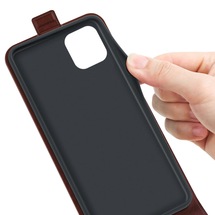 For Samsung Galaxy A03 166mm R64 Texture Vertical Flip Leather Case with Card Slots & Photo Frame