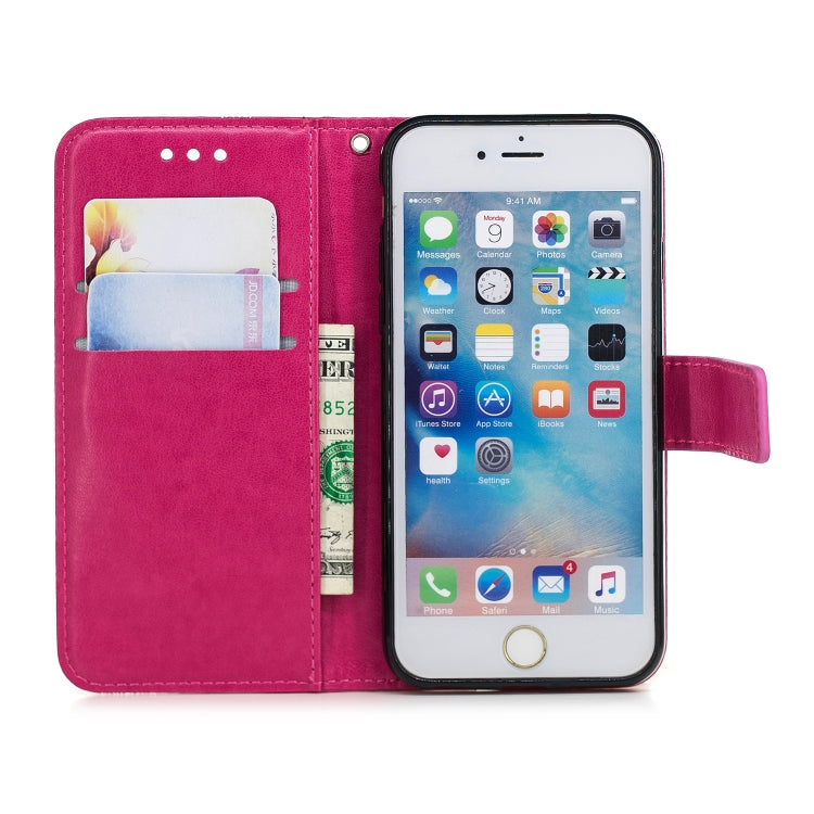 For iPhone 6 & 6s Diamond Encrusted Butterflies Love Flowers Pattern Horizontal Flip Leather Case with Holder & Card Slots & Wallet & Lanyard