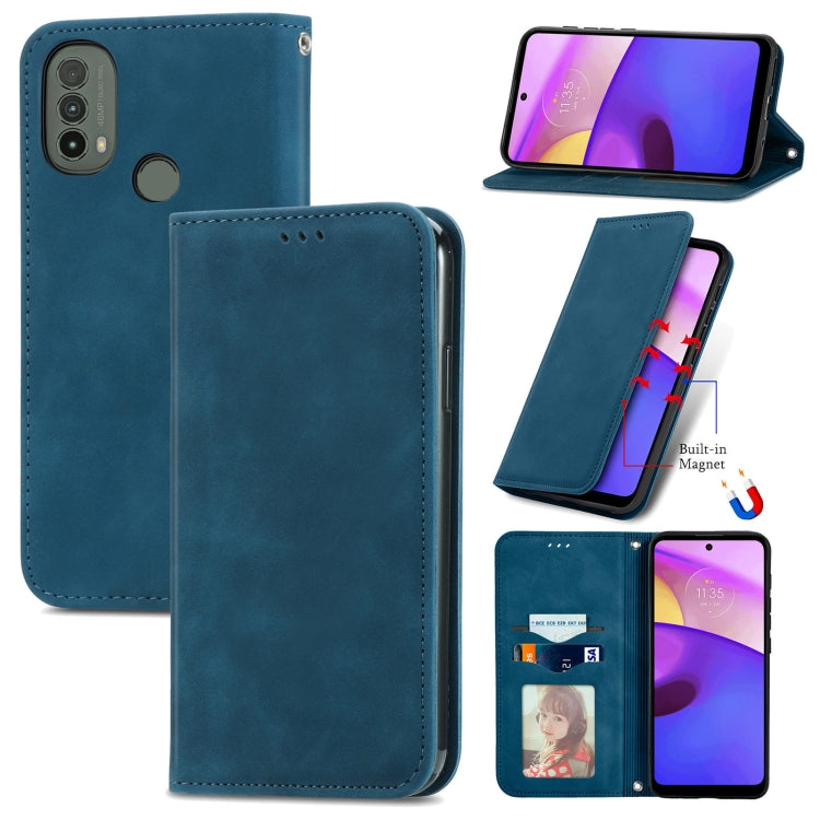 For Motorola Moto E40 Retro Skin Feel Magnetic Horizontal Flip Leather Case