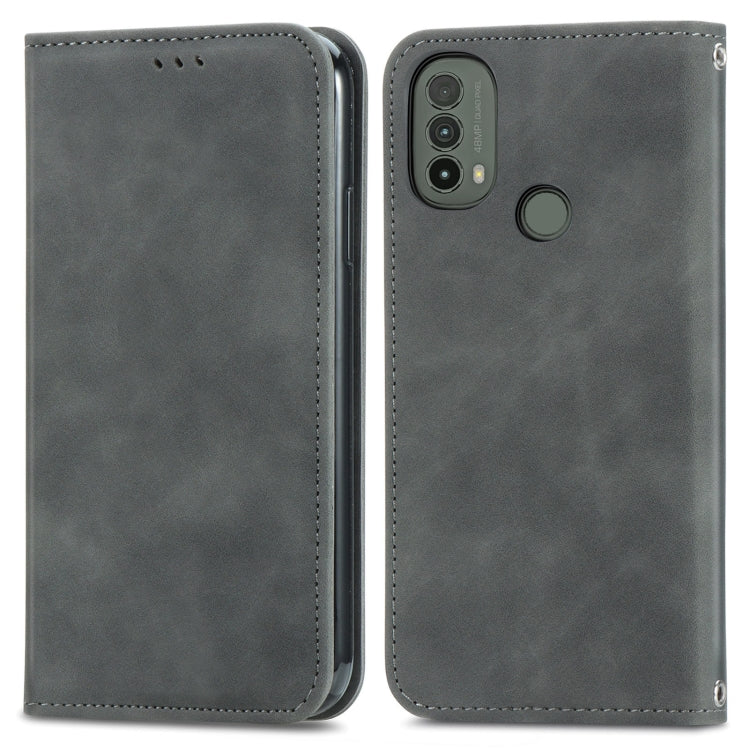 For Motorola Moto E40 Retro Skin Feel Magnetic Horizontal Flip Leather Case