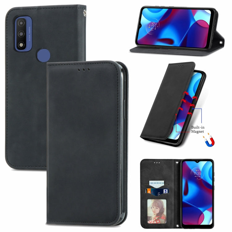 For Motorola Moto G Pure Retro Skin Feel Magnetic Horizontal Flip Leather Case