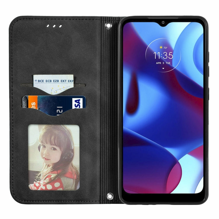 For Motorola Moto G Pure Retro Skin Feel Magnetic Horizontal Flip Leather Case